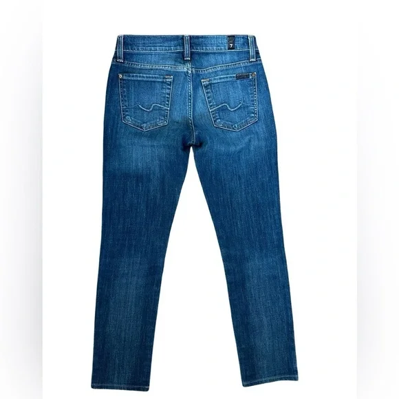 NWOT 7 For All Mankind ROXANNE MID-WAIST SLIM Denim Jeans BLUE Women’s Size 25.